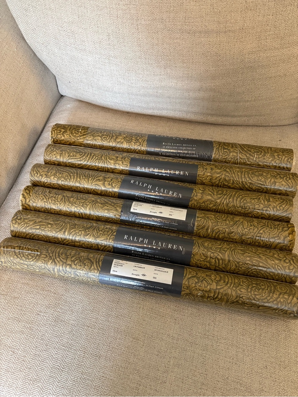 6 rolls Ralph Lauren Home Oakhill Damask wallpaper moody vibes
